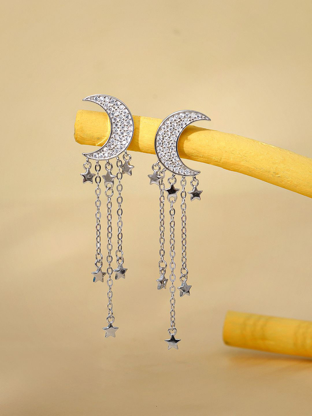 GIVA Rhodium Plated 925 Sterling Silver Zircon Studded Contemporary Ear Cuffs