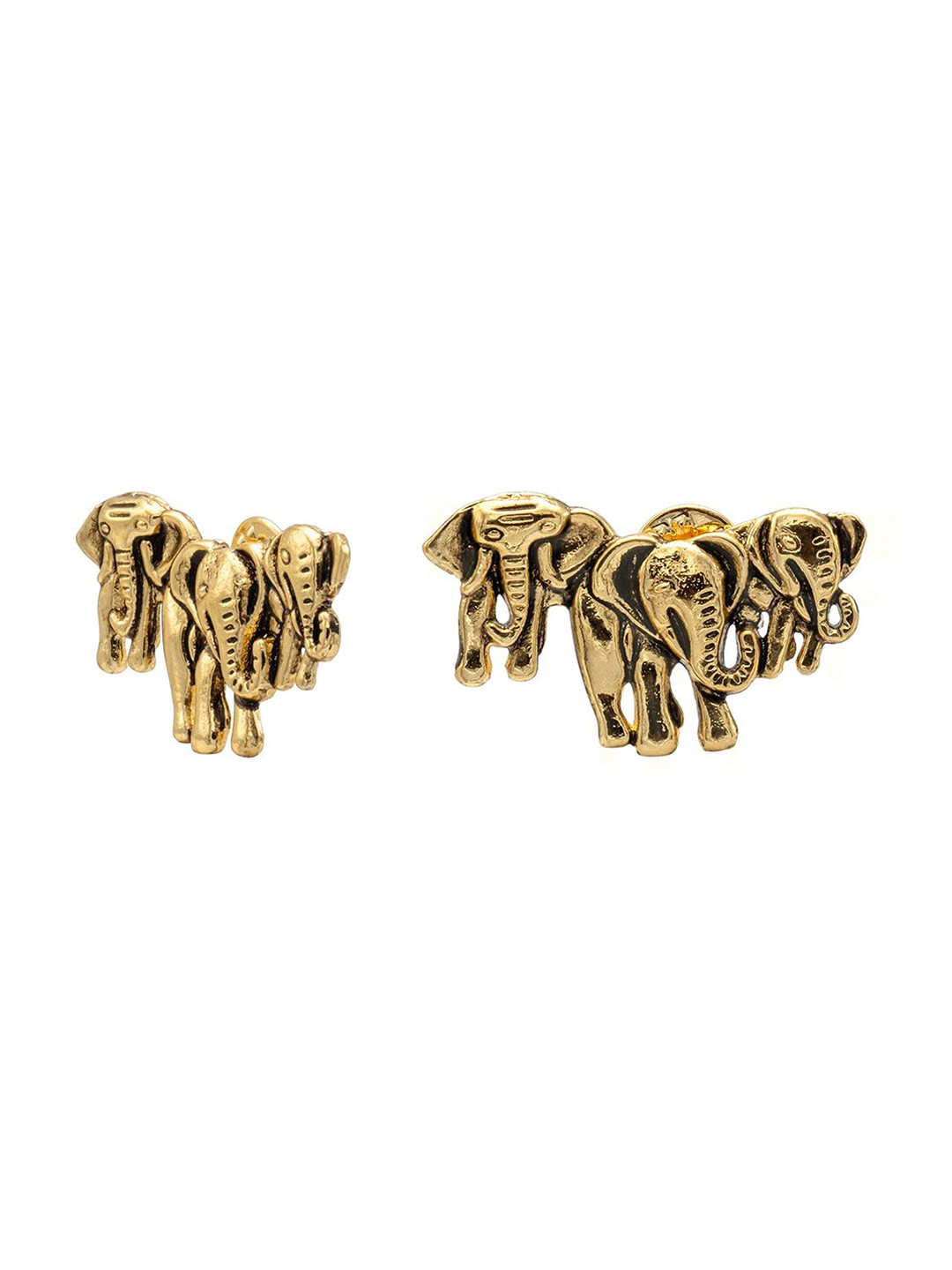 bodha Men Gold-Plated Elephant Family Brooch