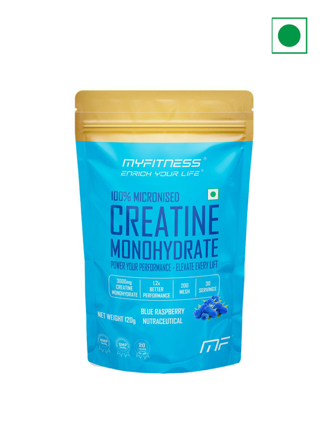 Myfitness 100% Micronized Creatine Monohydrate Powder Blue Raspberry 120g - 30 Servings