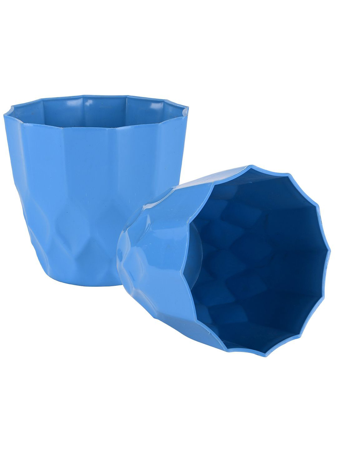 Kuber Industries Blue 2 Pieces Barfi Pattern Durable Planters
