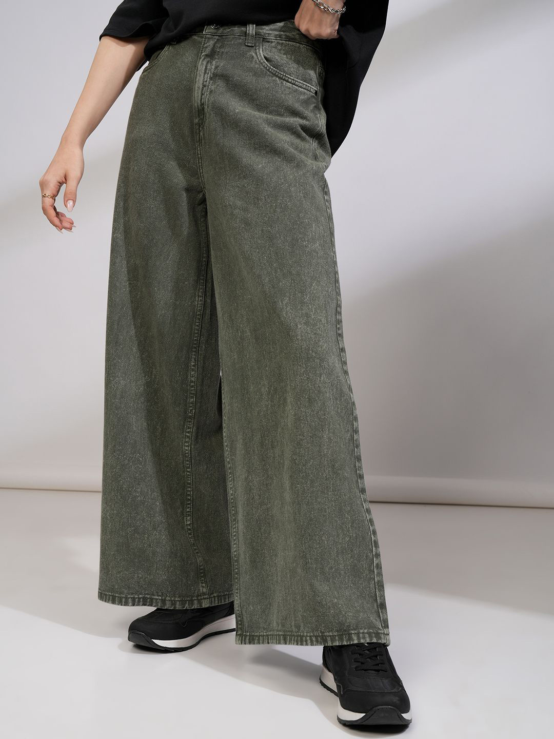 Tokyo Talkies Women High Waist Pure Cotton Flared Jeans