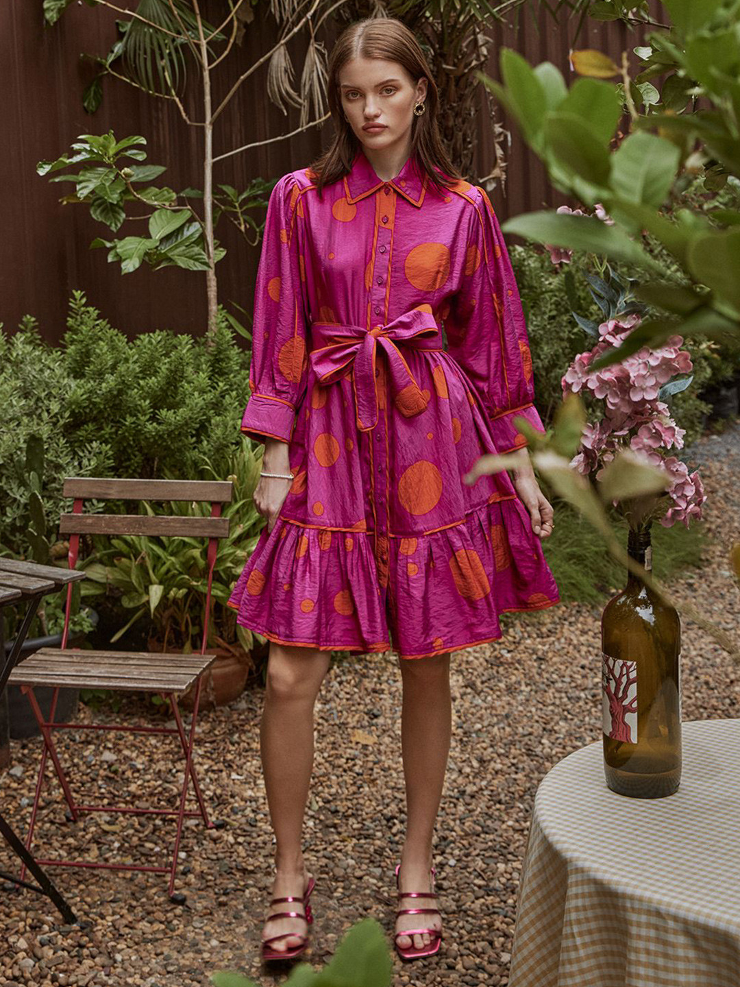 HOUSE OF FETT Polka Dot Shirt Dress