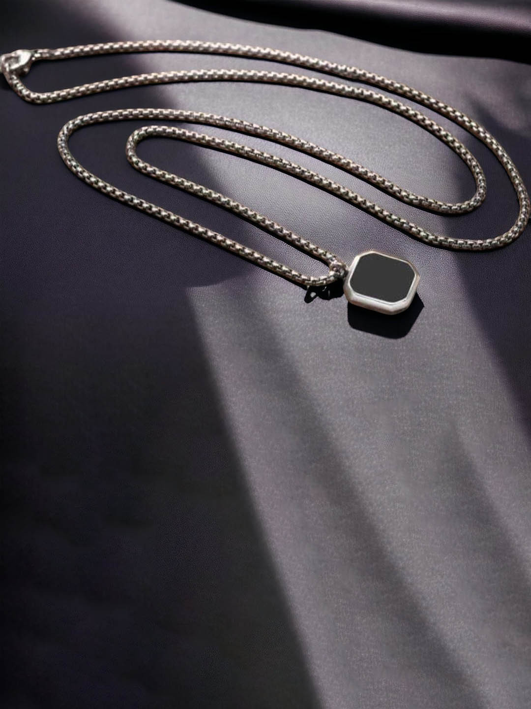 Omaya Jewels Mens Silver-Tone Square Pendant With Chain