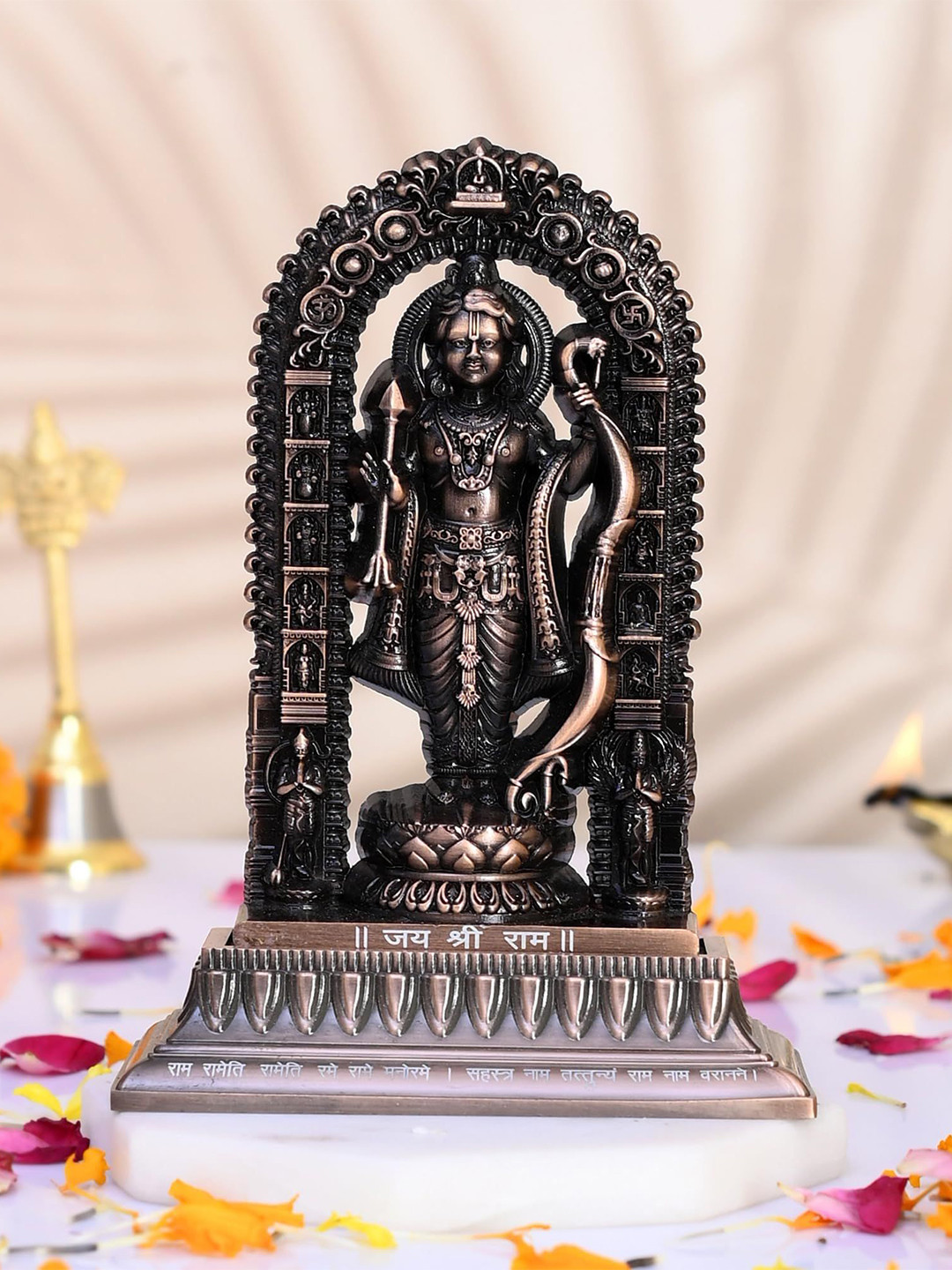 CRAFTAM Black and Copper-Toned Shree Ram Lalla Murti Metal Religious Idol Showpiece