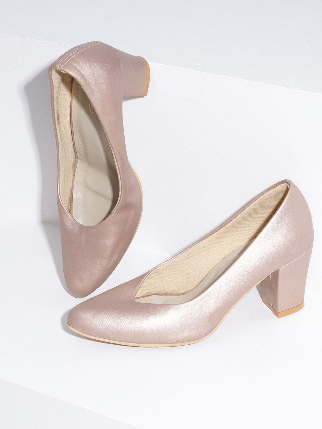 KNEETOES Leather Party Block Pumps