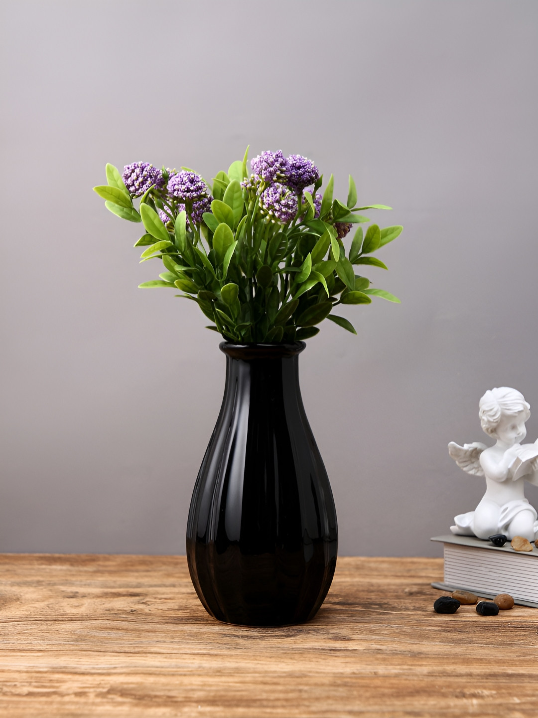 TAYHAA Purple & Green 2 Pieces Clover Artificial Flower