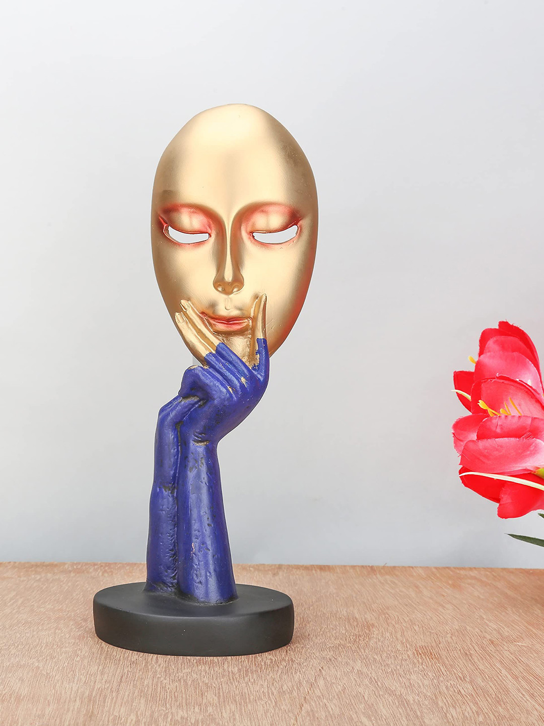 CRAFTAM Gold-Toned Abstract Lady Face Sculpture Figurine Showpiece