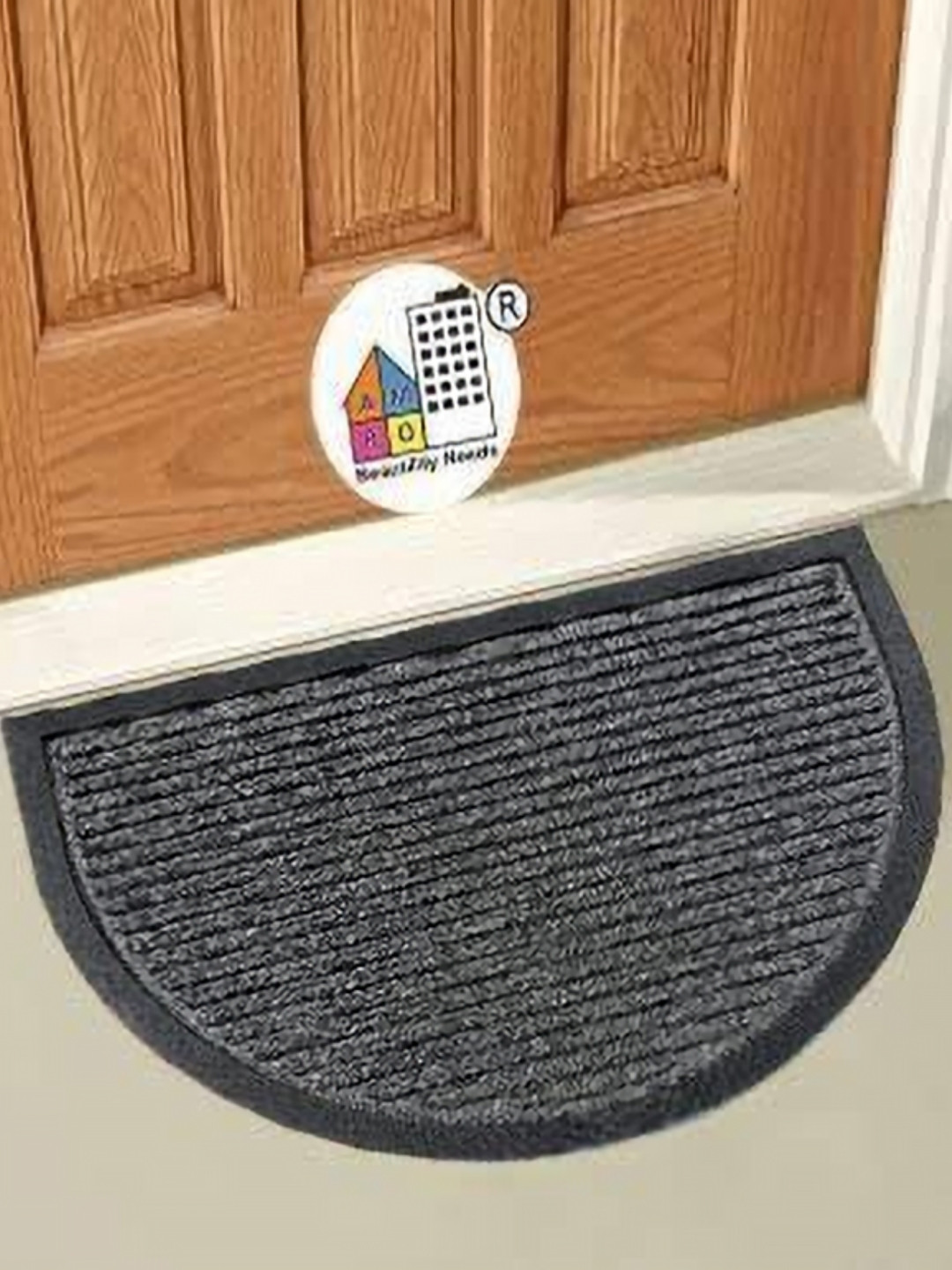 AMRO BEAUTILITY NEEDS Grey 650 GSM Waterproof D Shape Doormats