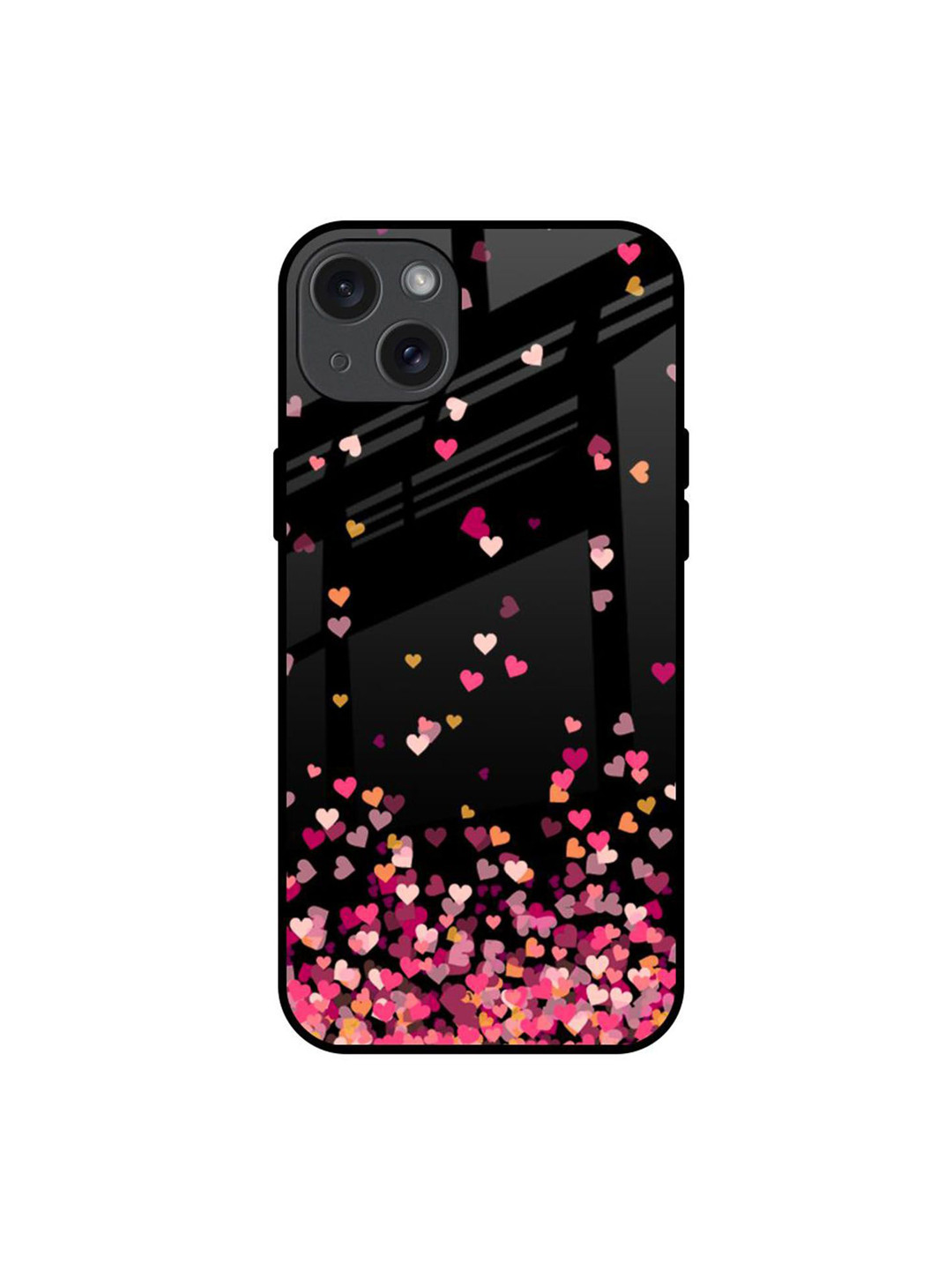 QRIOH Heart Rain Fall Printed iPhone 15 Plus Back Case