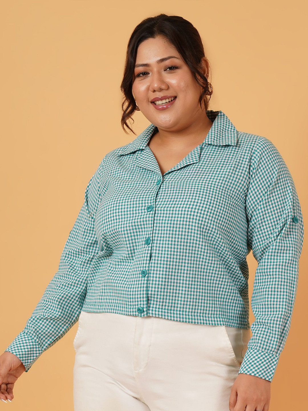 ANGOORI FASHION Women Standard Micro Checks Opaque Checked Casual Shirt