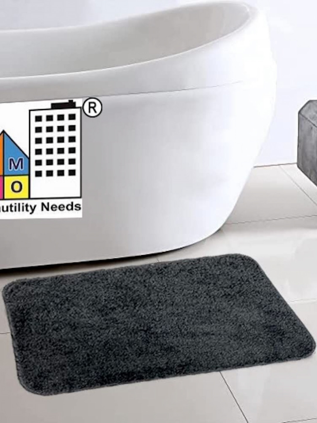 AMRO BEAUTILITY NEEDS Grey Textured 1000 GSM Microfiber Anti Skid Bath Mat