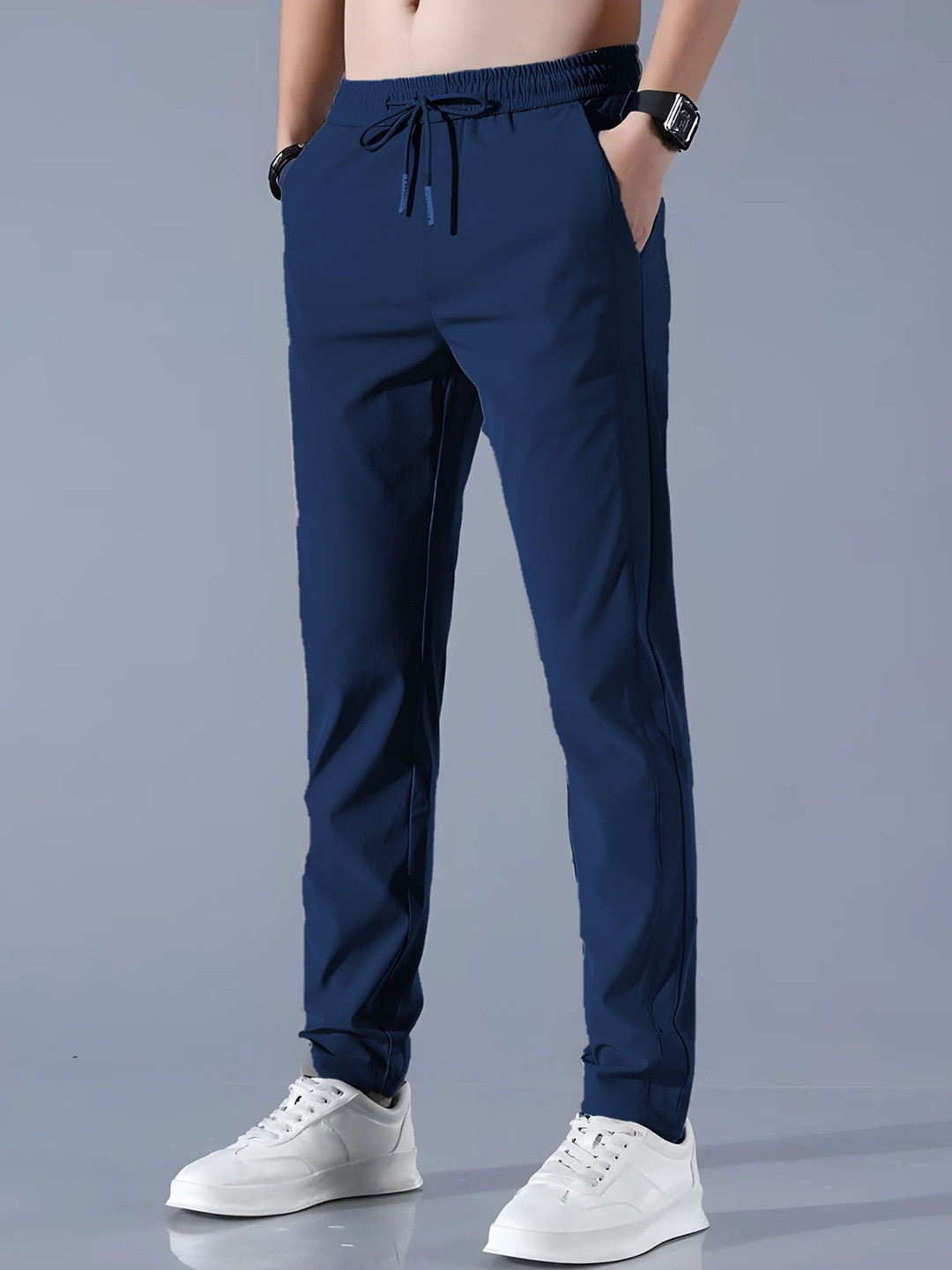 SYMVI Men DryFIT Mid-Rise Track Pants With Zipper Pocket