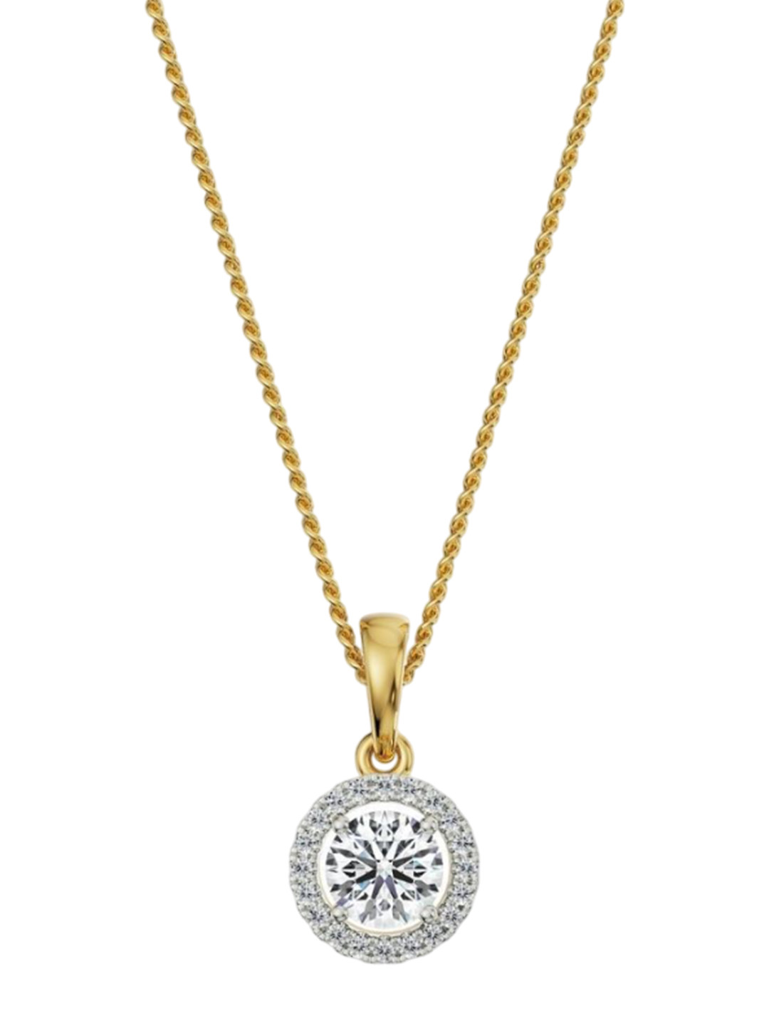 Emori 0.5 CT Halo Lab Diamond in 14KT Gold Pendant
