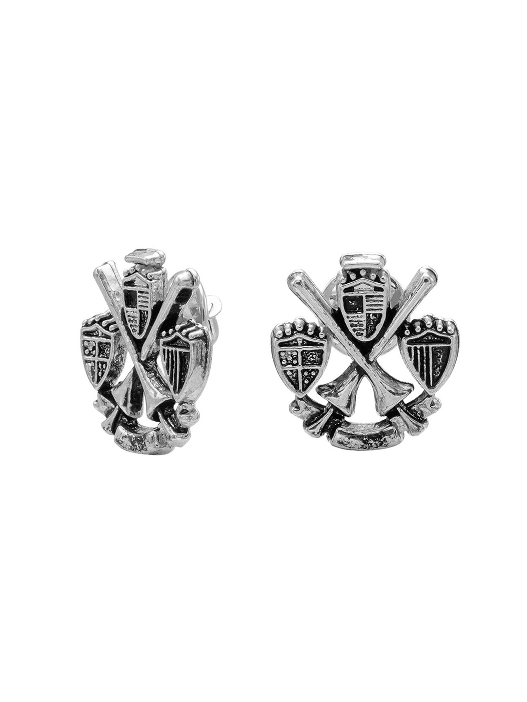 bodha Men Sporty Silver-Plated Baseball With Flag Statement Brooch