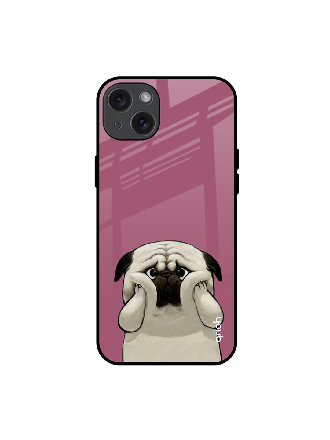 QRIOH Funny Pug Face Printed iPhone 15 Plus Back Case