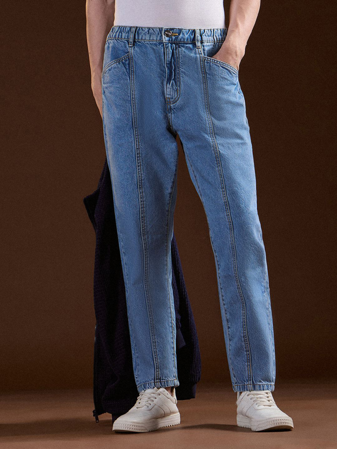 THE BEAR HOUSE Men Cotton Solid Elasticated Jean