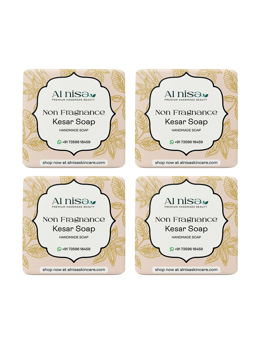Al Nisa Set Of 4 Kesar Handmade Soap- 100 g Each