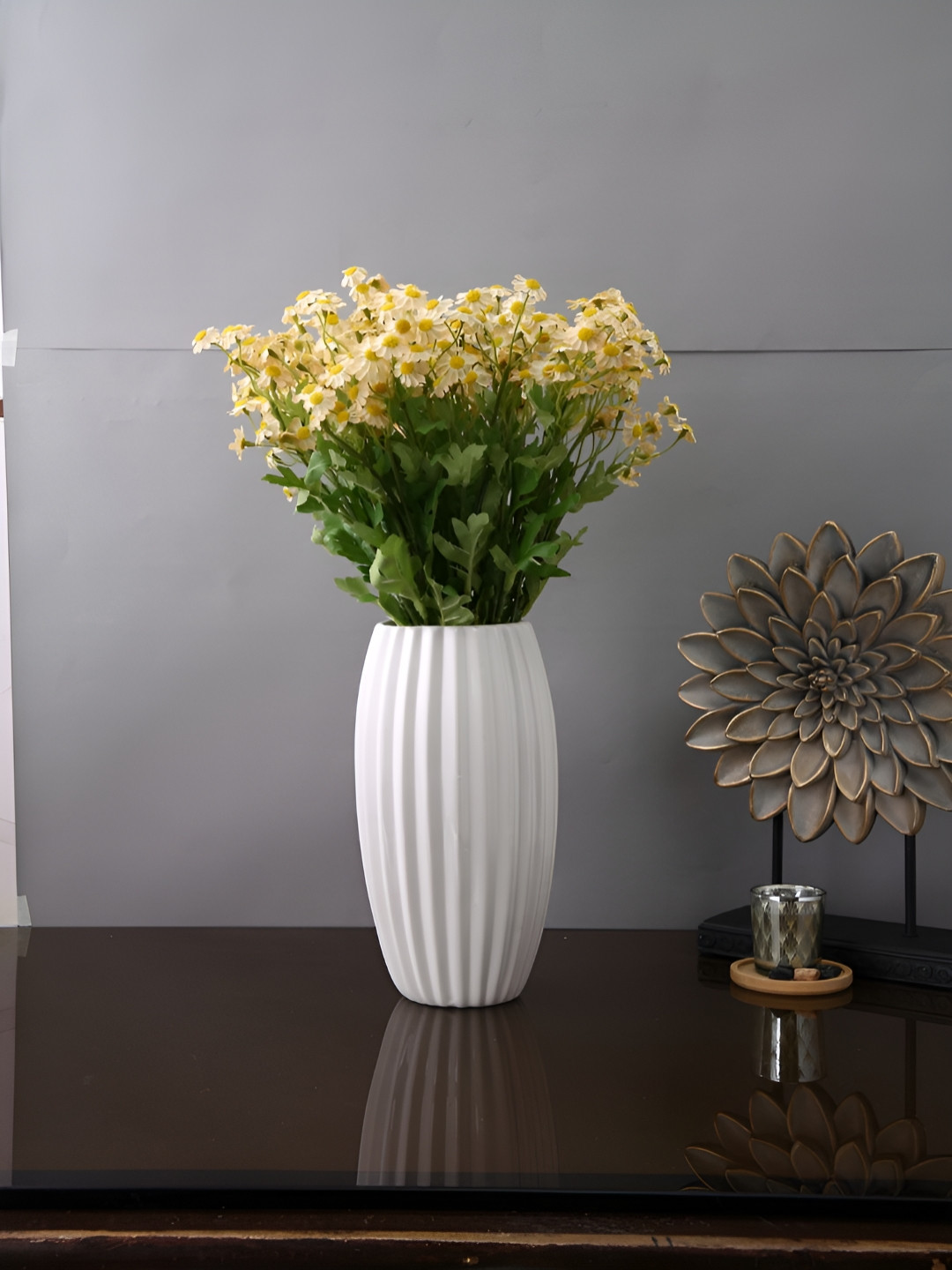 TAYHAA Yellow & Green 2 Pieces Wildflower Artificial Flowers