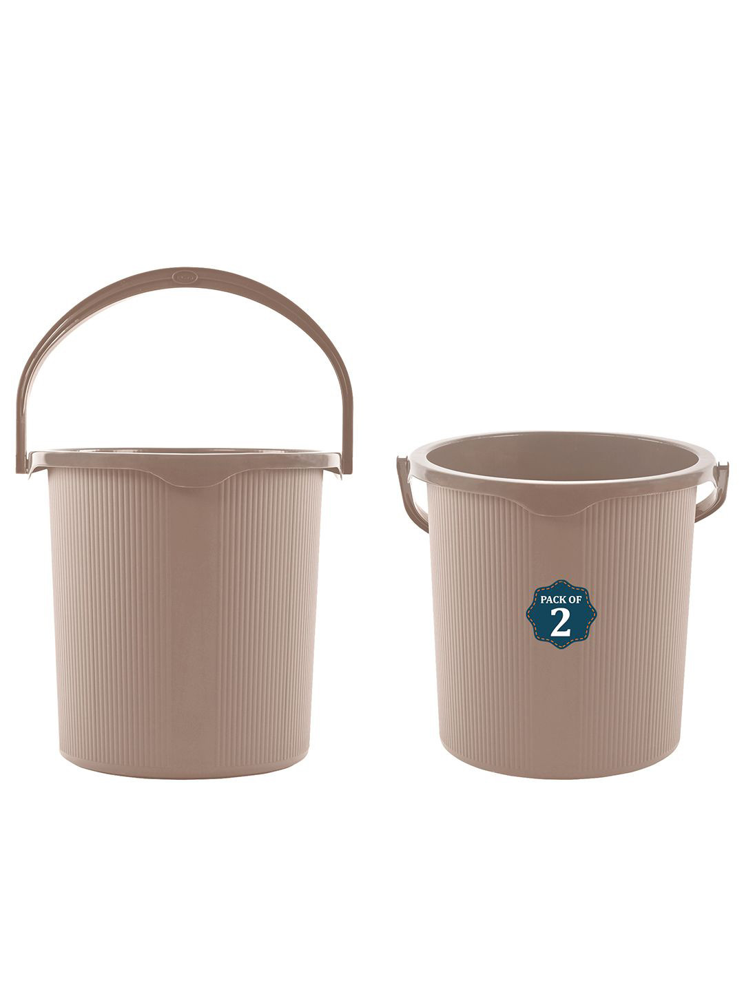 Kuber Industries Magnite Beige 2 Pieces Striped Bucket 25L