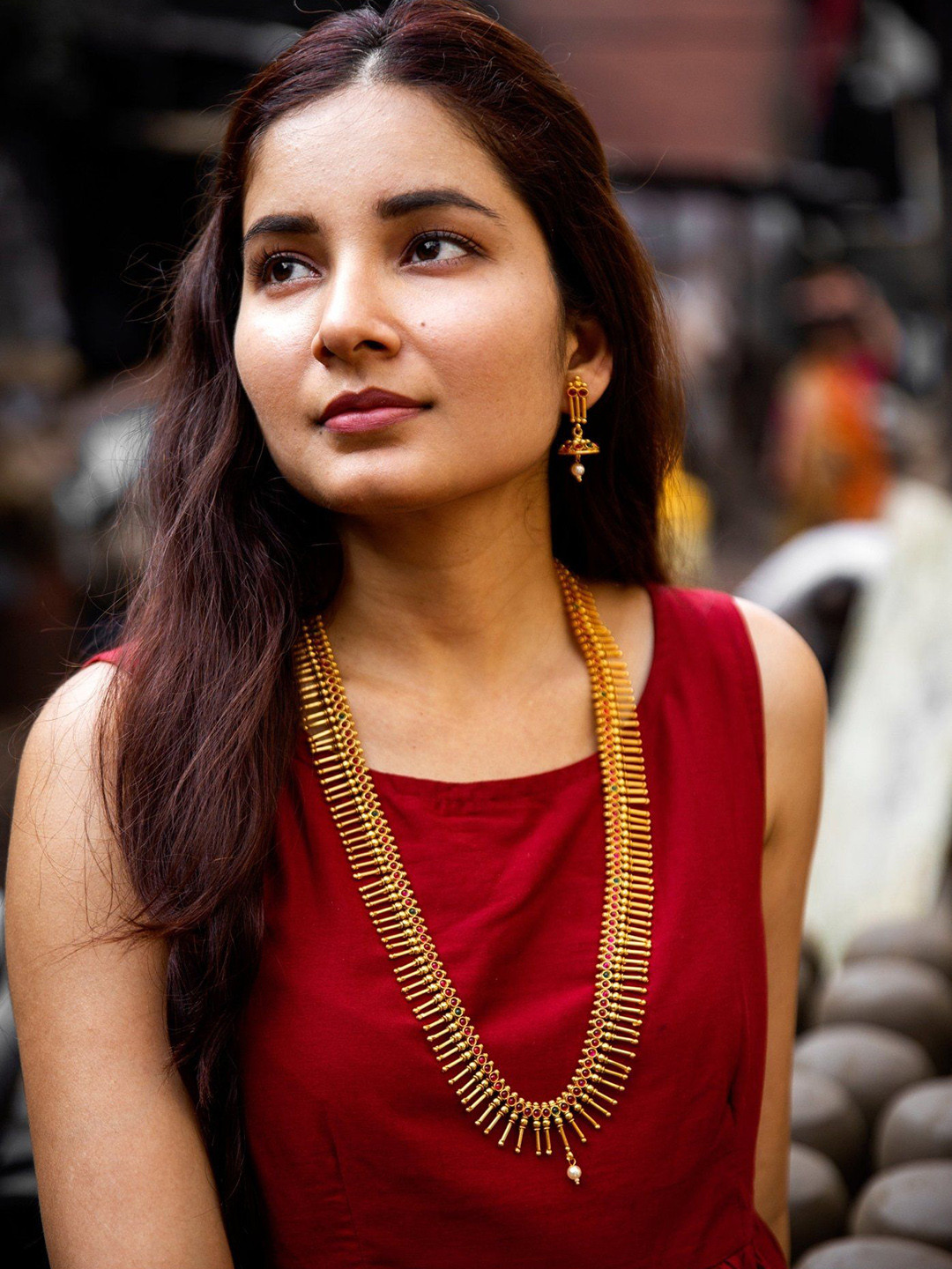 Kattam Gold Plated Haaram Long Spikes Goldtone Neckpiece