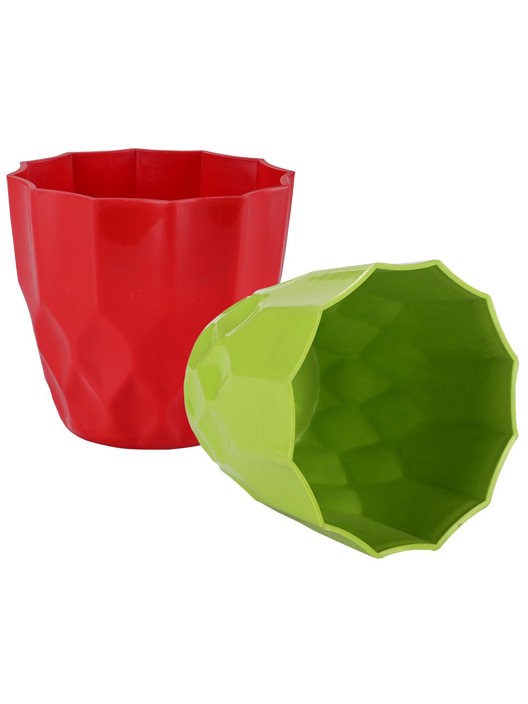 Kuber Industries Red & Green 2 Pieces Barfi Pattern Durable Planters