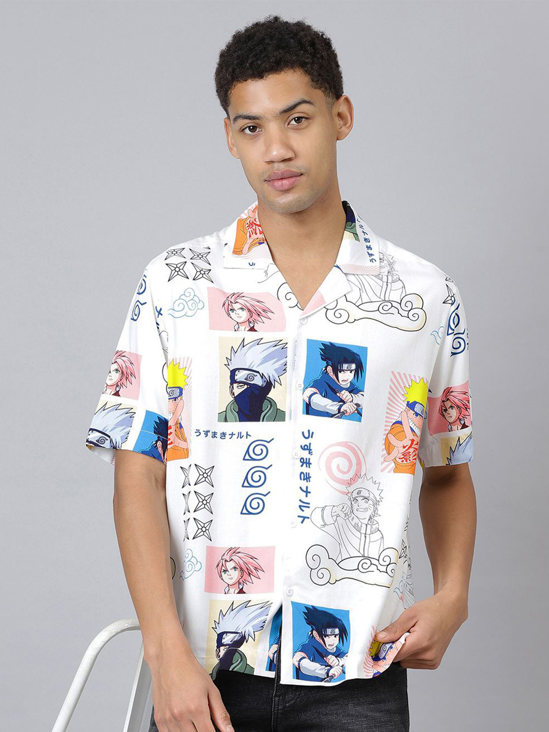 Free Authority Mens Naruto Anime Graphic Printed Regular Fit Cotton Shirt