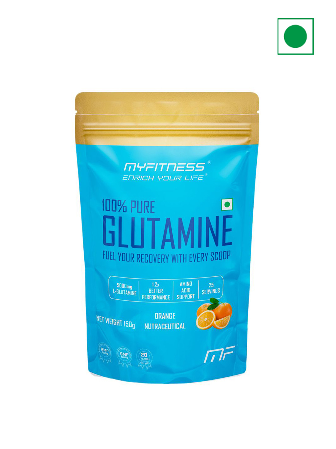 100% Pure Glutamine Powder Orange 150g - 25 Servings