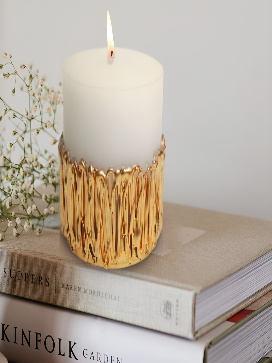 PROKART Textured Roped Scented 1 Wick Scented Striped Tapered Regular Pillar Candles