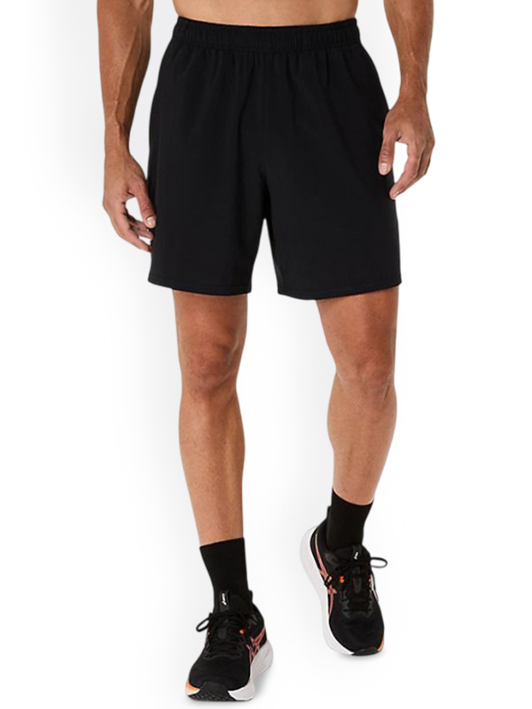 ASICS Spiral Embroidery Woven 7In Mem Mid Rise Above Knee Shorts