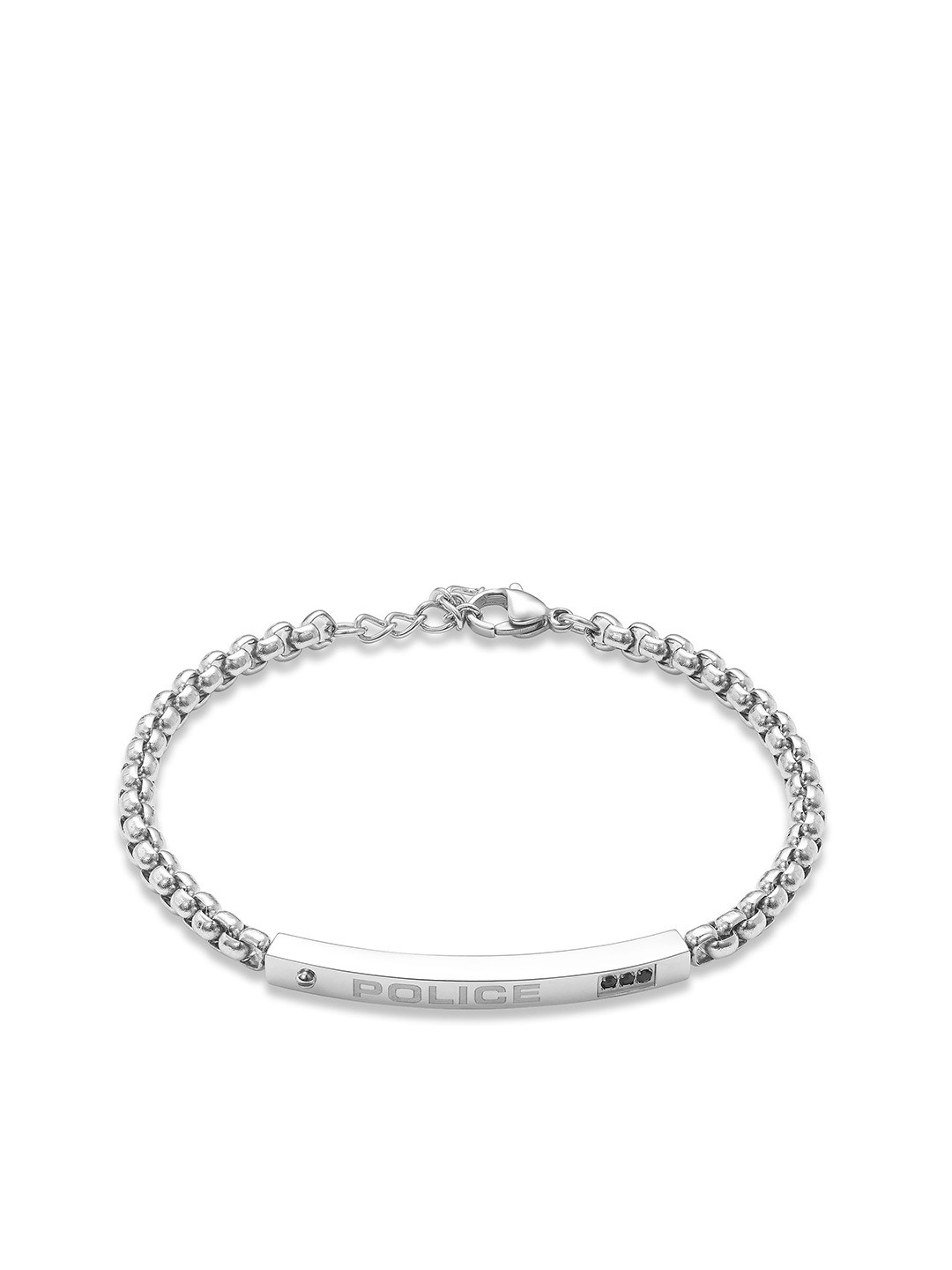 Police Cubet Men Stainless Steel Crystals Studded Link Bracelet