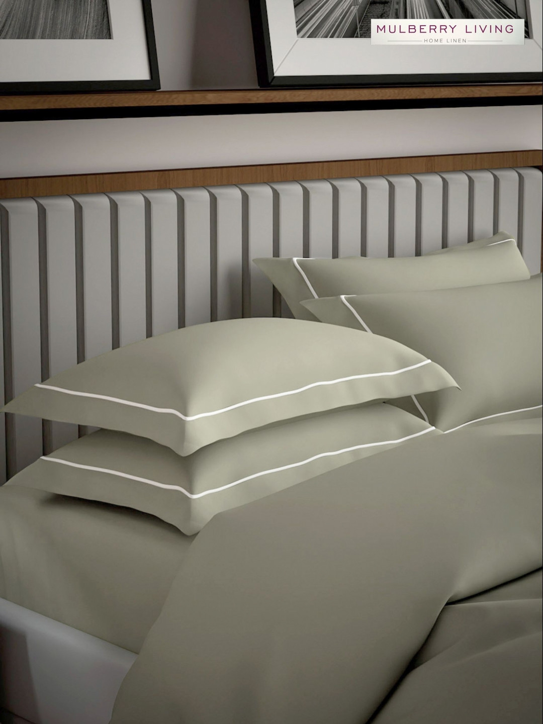 Mulberry Living Serenity Solids Green 2 Pieces Solid Pure Cotton Rectangle Pillow Covers