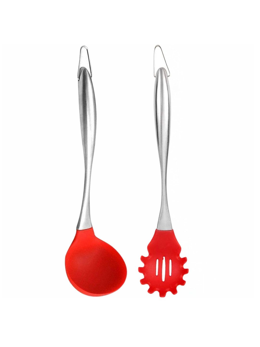 Baskety Red 2 Pieces Laddle Scoop With Pasta Serving Spoon