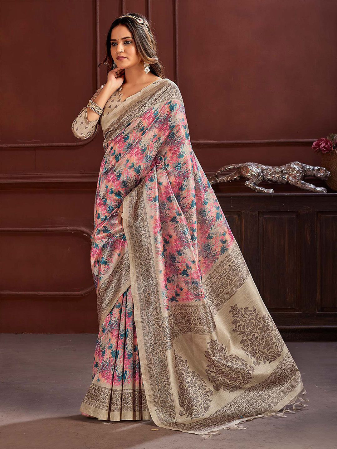 Mitera Floral Silk Cotton Sungudi Saree