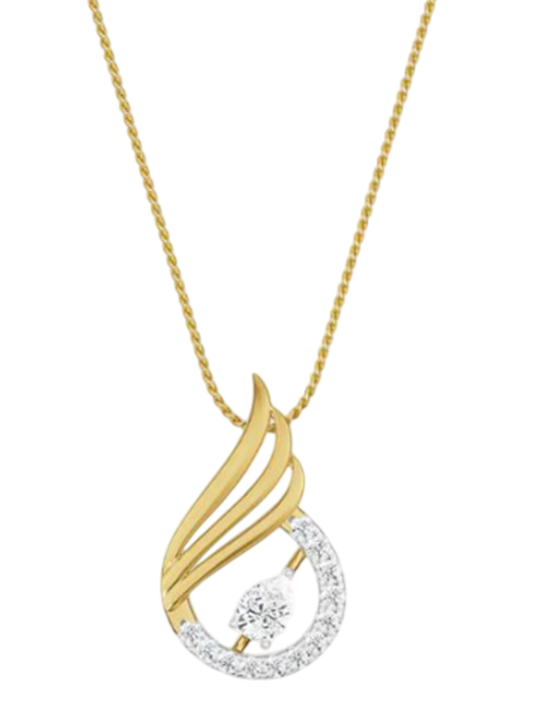 Emori Pear Swan Lab Diamond Pendant in 18KT Gold