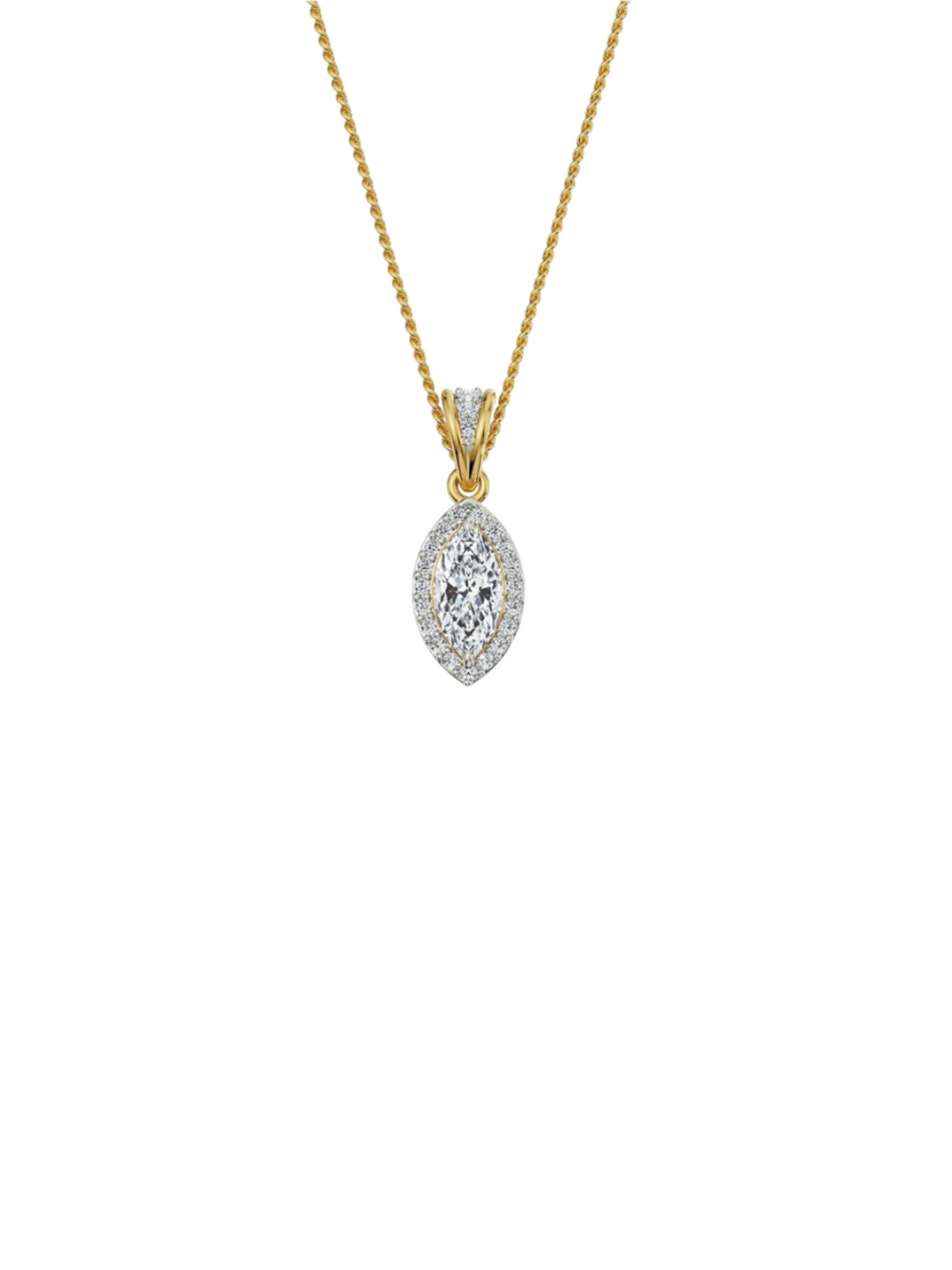 Emori 0.5 CT Marquise Halo 18KT Gold Lab Diamond Pendant