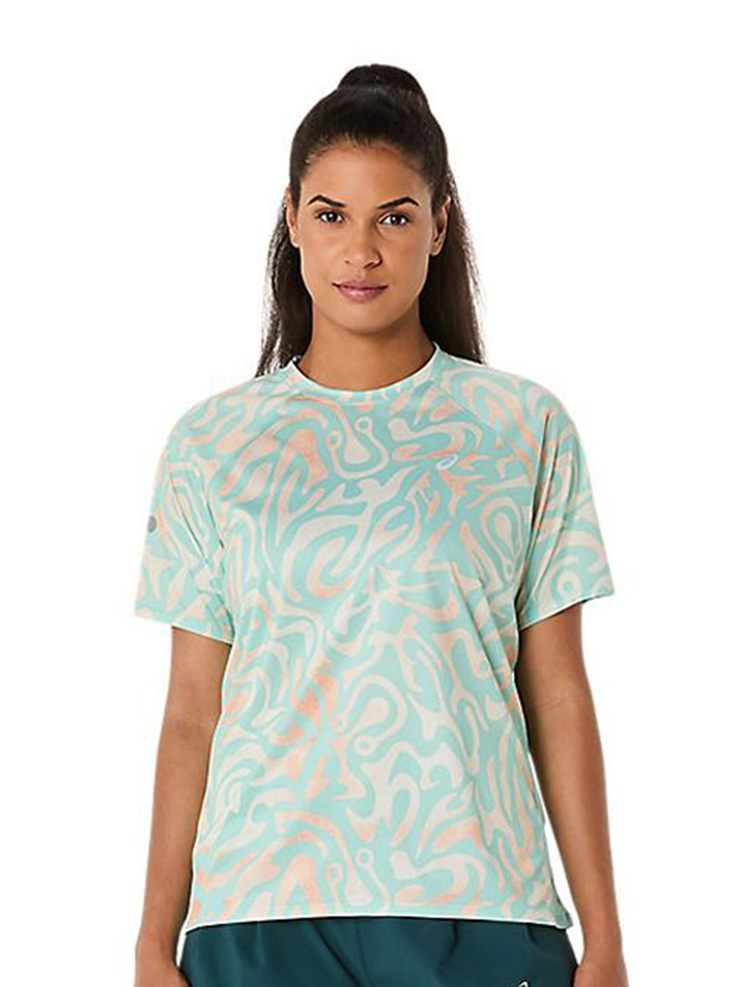 ASICS Women Abstract Printed Round Neck T-shirt