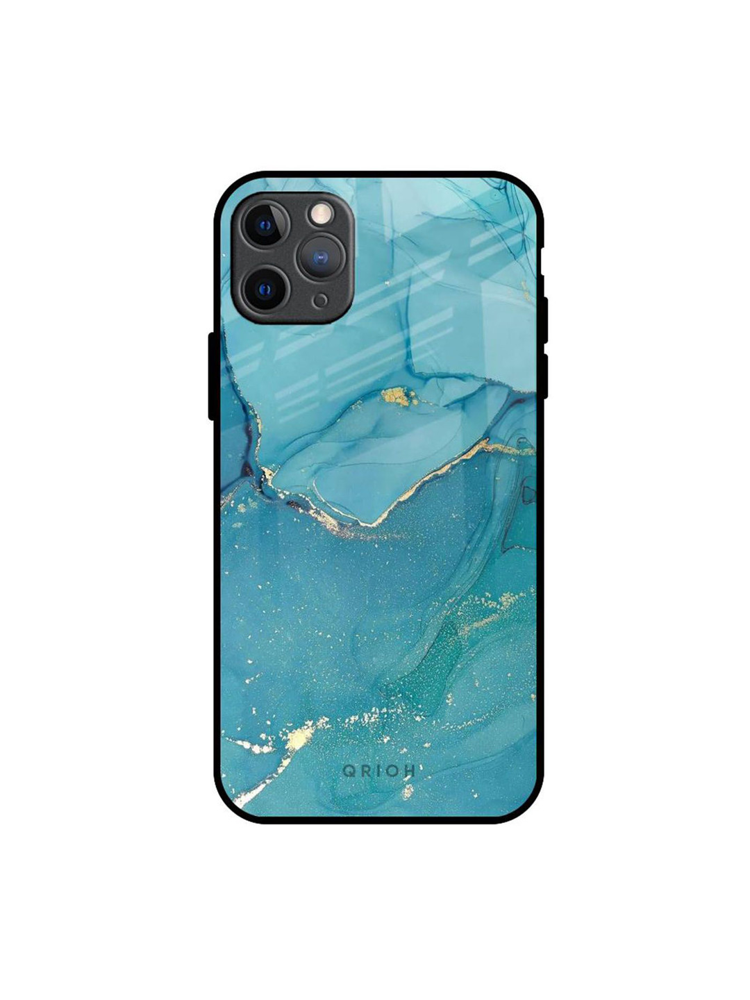 QRIOH Blue Golden Glitter Real Printed iPhone 11 Pro Max Back Case