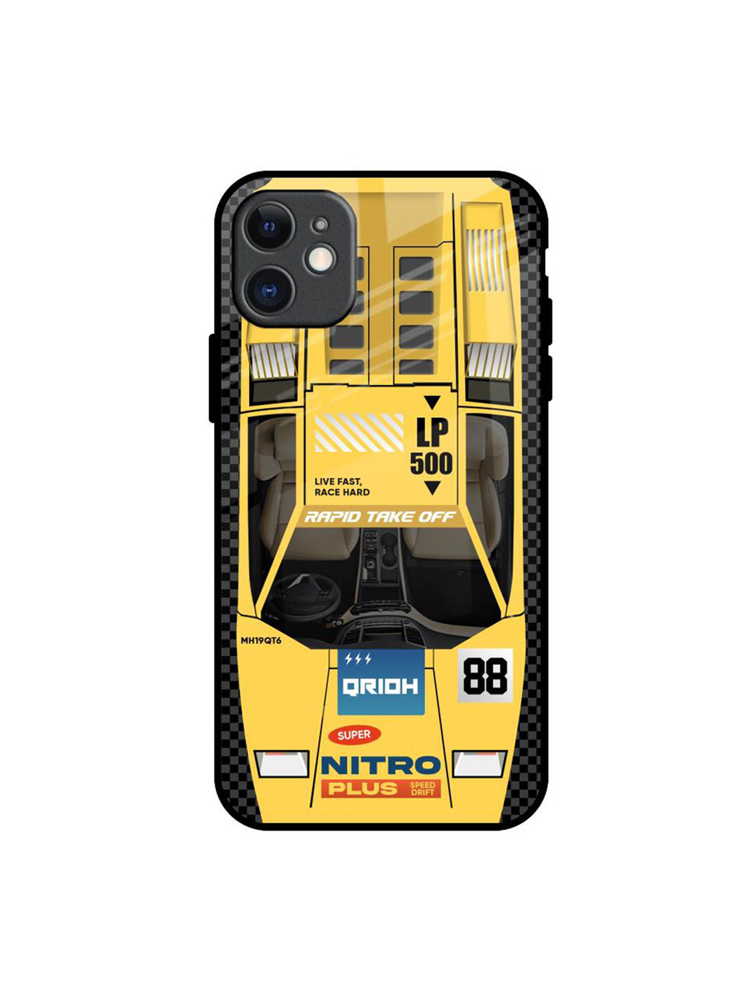 QRIOH Yellow Racing Car Printed iPhone 11 Back Case