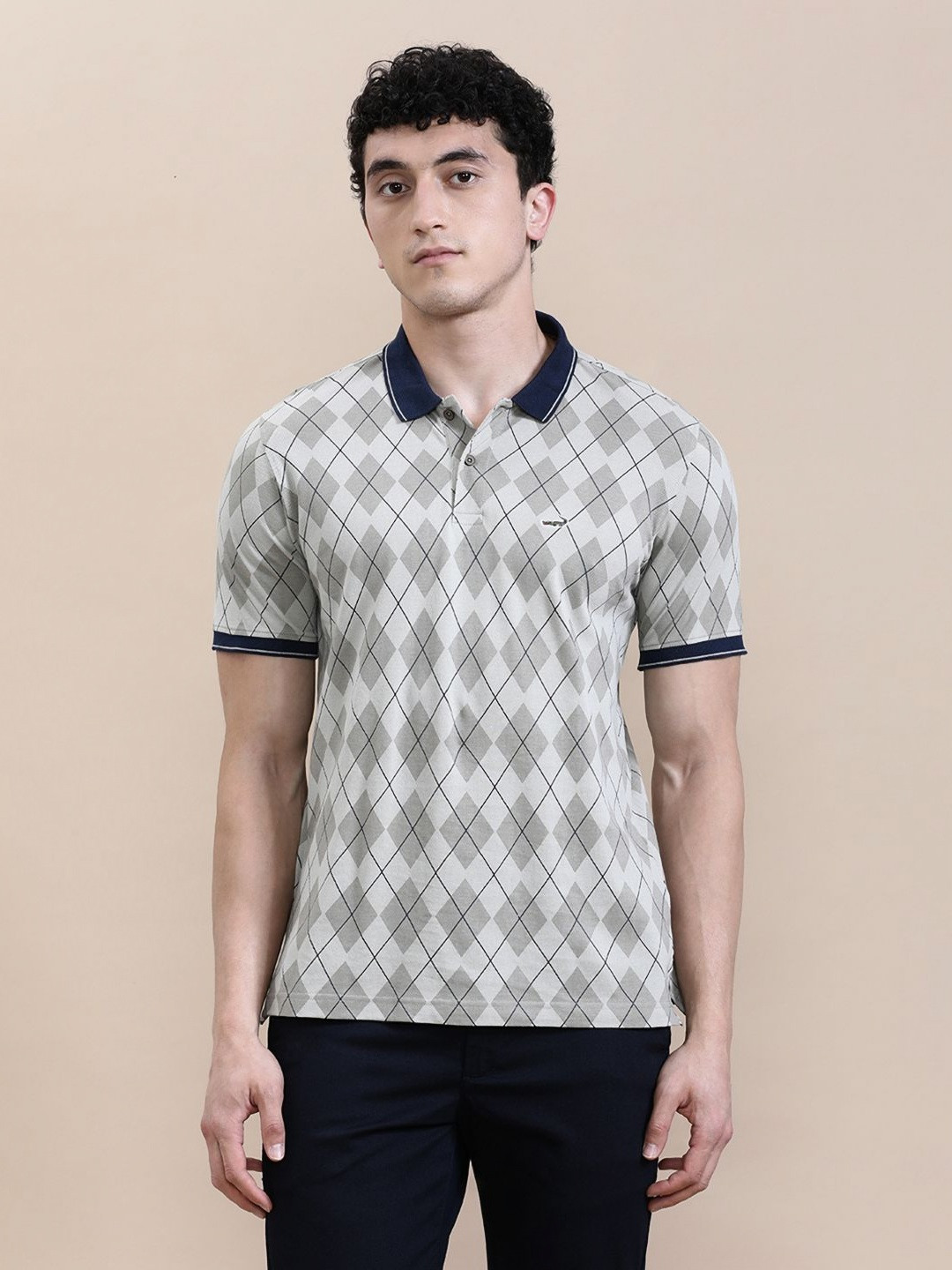 Crocodile Men Diamond AOP Slim Fit Polo T-shirt