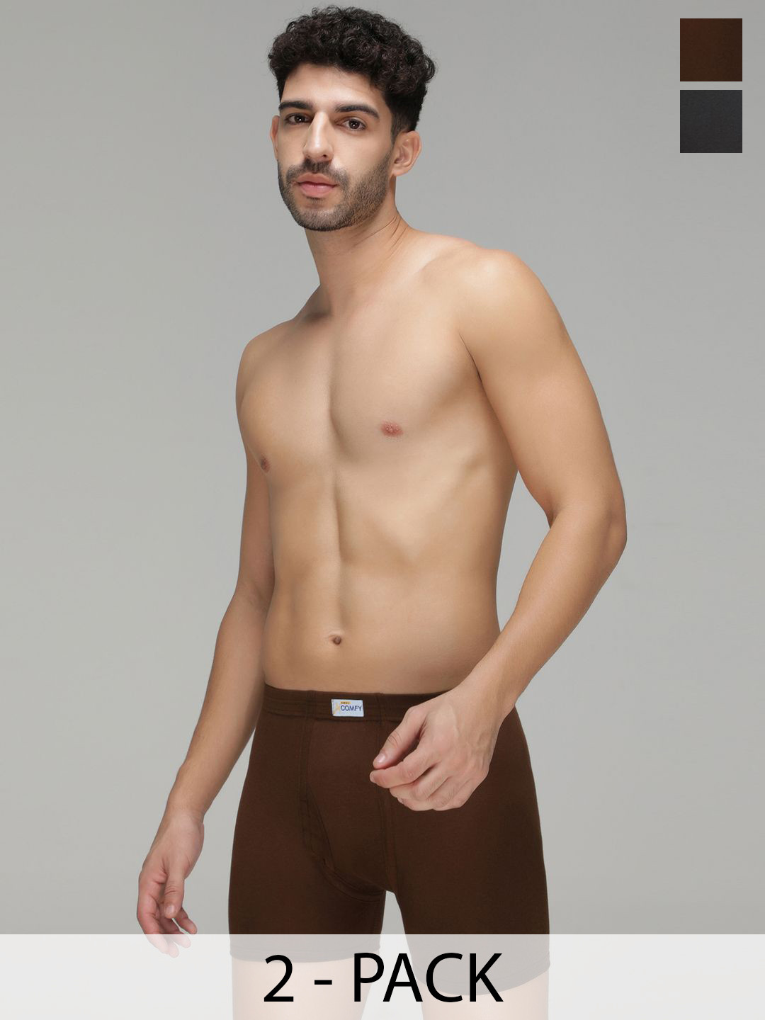 AMUL COMFY Pack Of 2 Pure Cotton Long Trunks AC-FCTRIE-OG-LB-XL-2PC