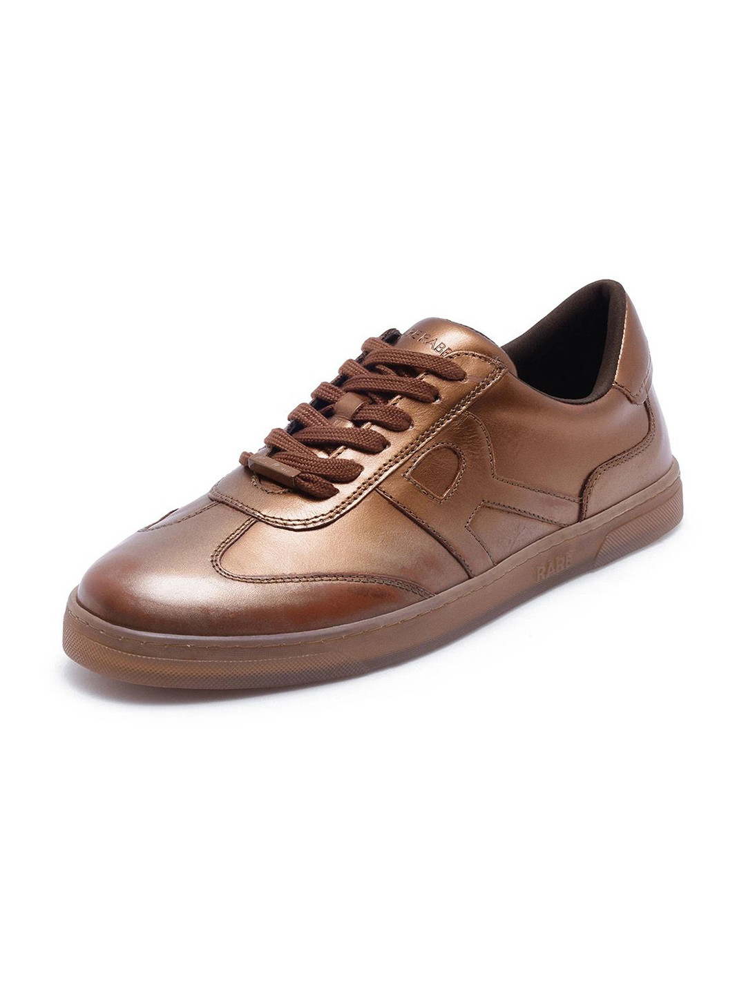RARE RABBIT Men Mercure Metallic Copper Leather Sneakers
