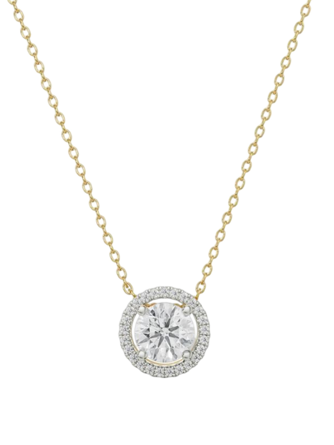 Emori Betty Halo Round Lab Diamond in 14KT Gold Pendant