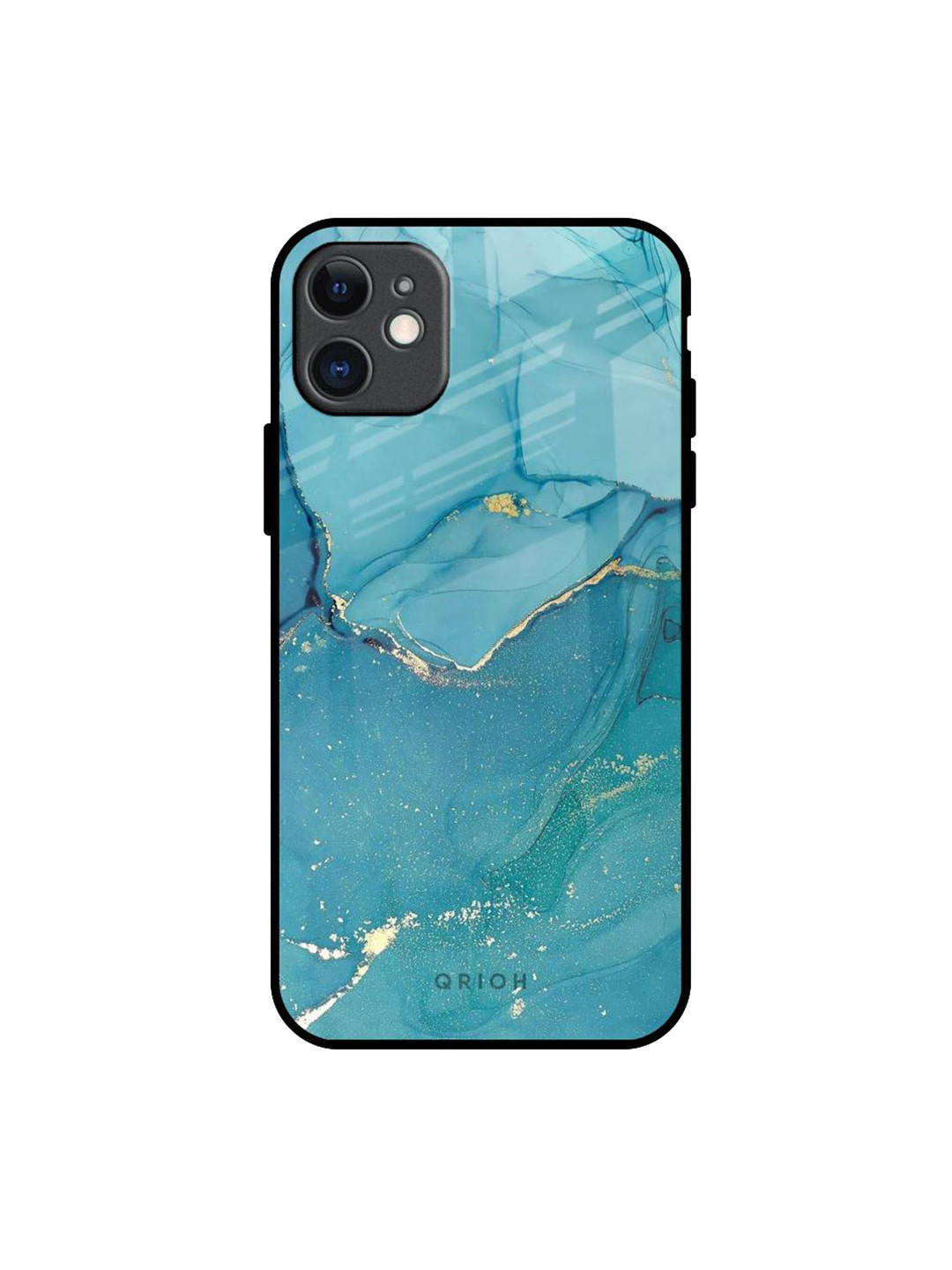 QRIOH Blue Golden Glitter Real Printed iPhone 11 Back Case