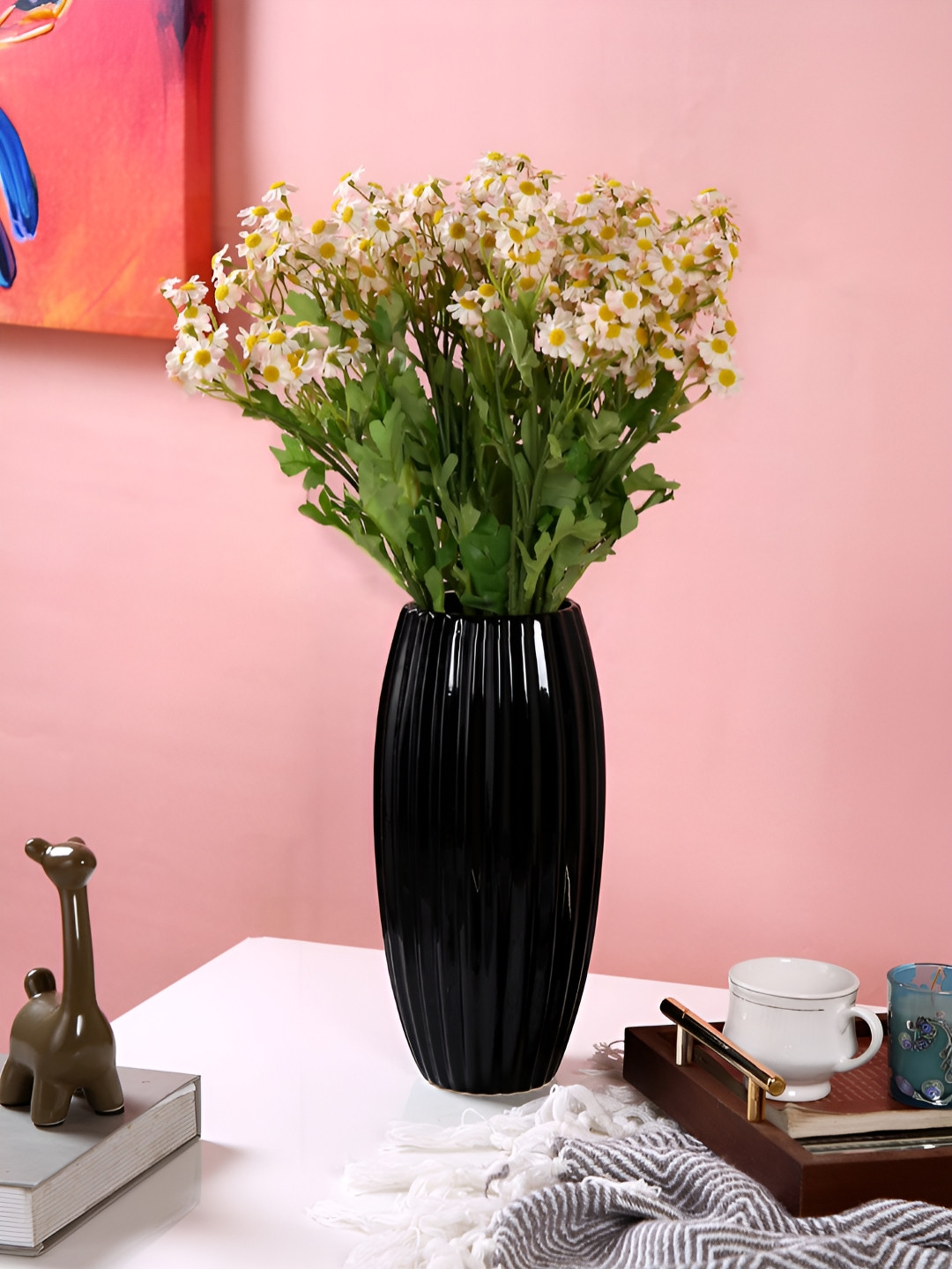 TAYHAA Orange And Green 2 Pieces Wildflower Artificial Flowers