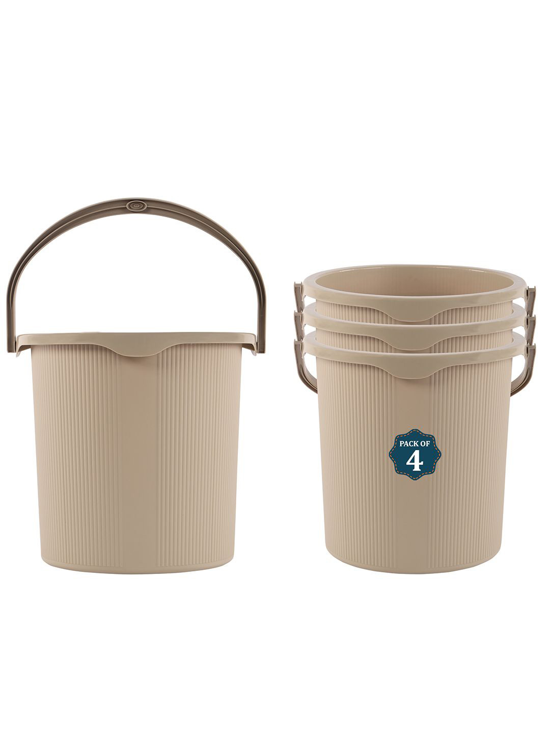 Kuber Industries Magnite Cream-Coloured 4 Pieces Fratured Bucket 25L