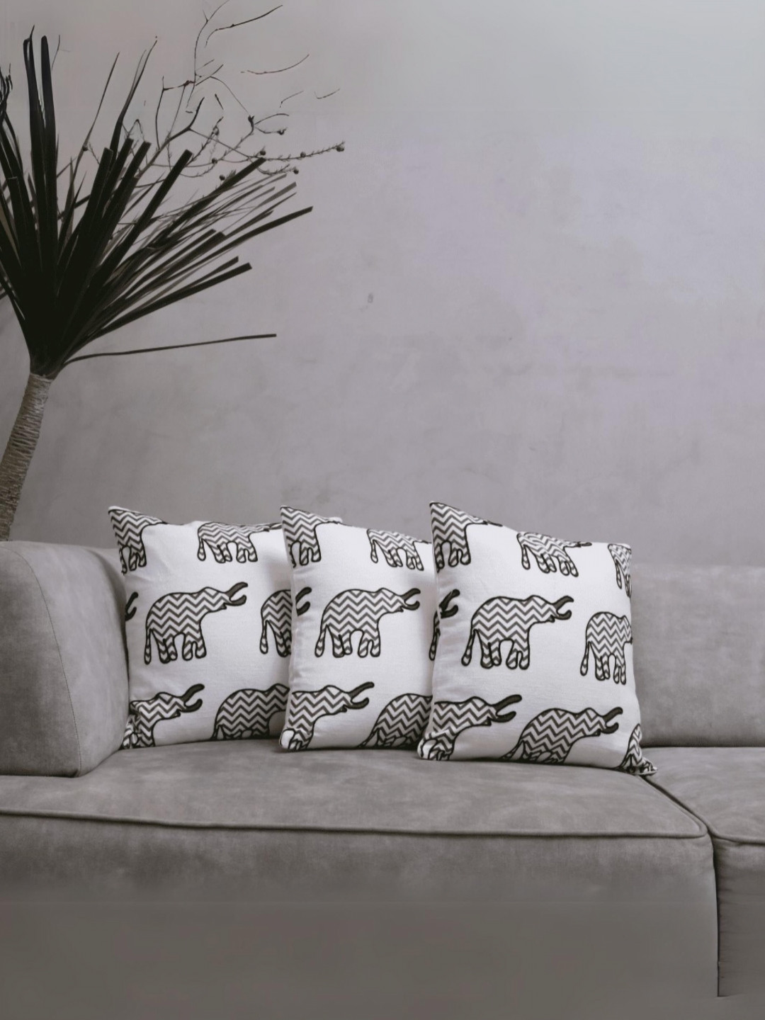 LUSHLYF Tufted Collection White And Black 3 Pcs Quirky Cotton Square Cushion Covers