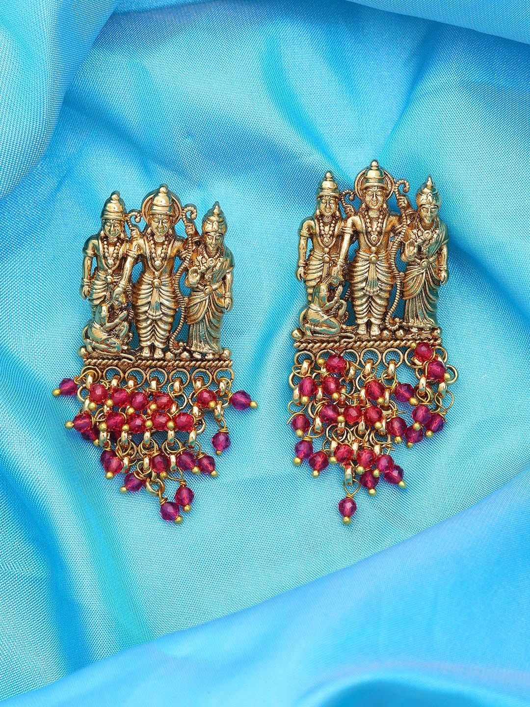Exotic India Brass Ram Darbar Chandbali Earrings