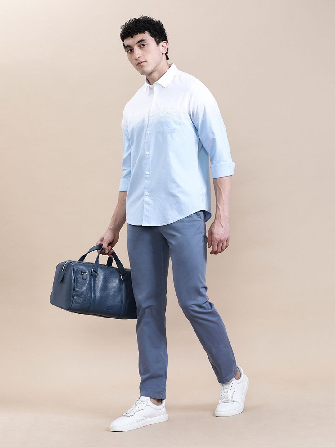 Crocodile Men Engineered Stripe Full Sleeve Shirt