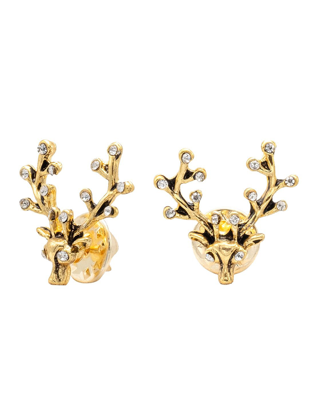 bodha Men Antique Vintage Gold-Plated Royal Deer Statement Brooch