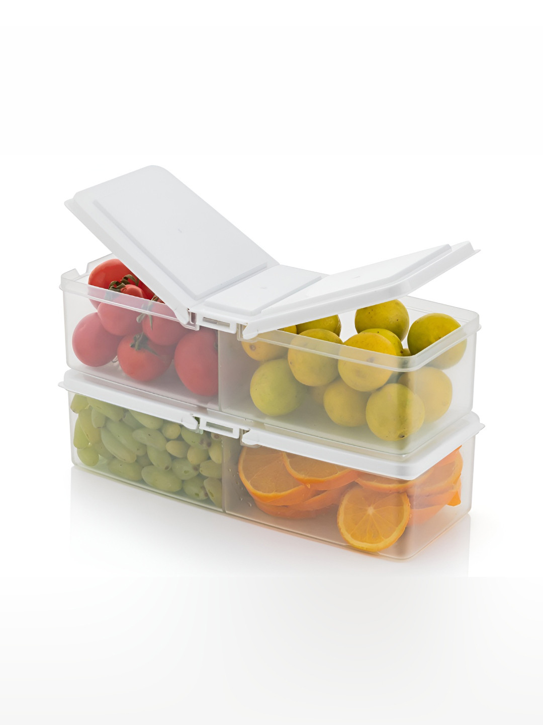 Hashone White Plastic Easy To Clean 2 Piece Clip-On Fridge Container-1.7L